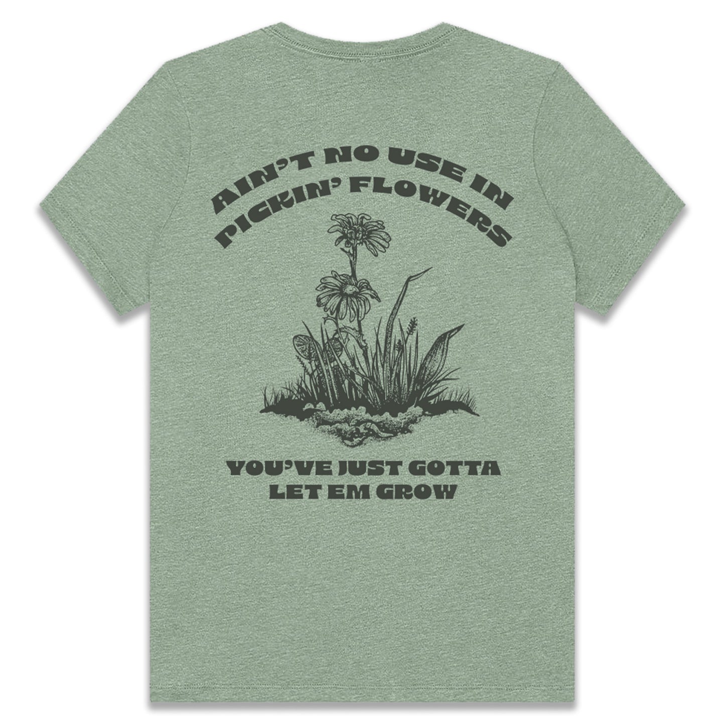 Women's Pickin Flowers T-Shirt -Sage Green