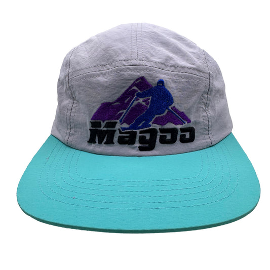 Dome Swap 5 Panel Strapback Skier Hat - Cream/Teal